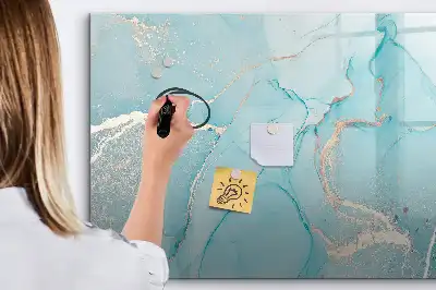 Beschrijfbaar glazen magneetbord met decoratief marmerdesign