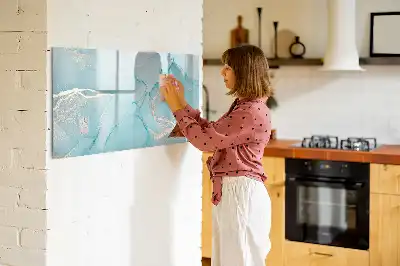 Beschrijfbaar glazen magneetbord met decoratief marmerdesign