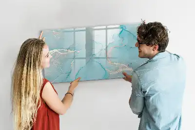 Beschrijfbaar glazen magneetbord met decoratief marmerdesign
