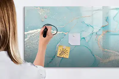 Beschrijfbaar glazen magneetbord met decoratief marmerdesign