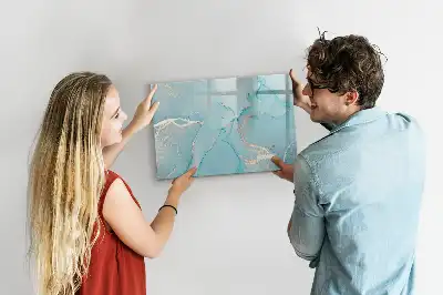 Beschrijfbaar glazen magneetbord met decoratief marmerdesign