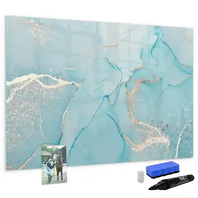 Beschrijfbaar glazen magneetbord met decoratief marmerdesign