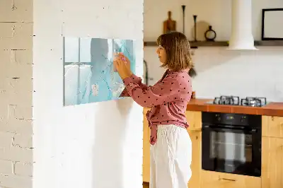 Beschrijfbaar glazen magneetbord met decoratief marmerdesign