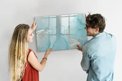 Beschrijfbaar glazen magneetbord met decoratief marmerdesign