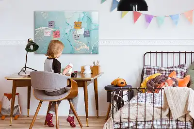 Beschrijfbaar glazen magneetbord met decoratief marmerdesign