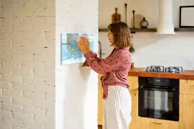 Magnetisch glazen schrijfbord met een politieke wereldkaart voor notities en foto's
