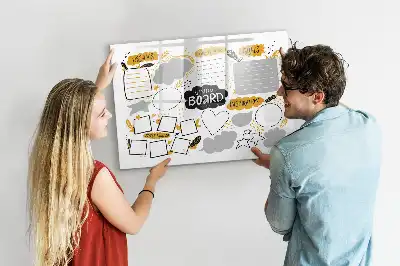 Magnetisch glazen schrijfbord voor notities en foto's uitvoering Nieuwjaarsdoelen