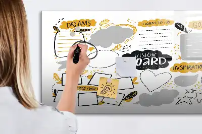 Magnetisch glazen schrijfbord voor notities en foto's uitvoering Nieuwjaarsdoelen
