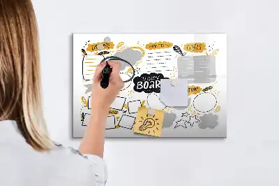 Magnetisch glazen schrijfbord voor notities en foto's uitvoering Nieuwjaarsdoelen