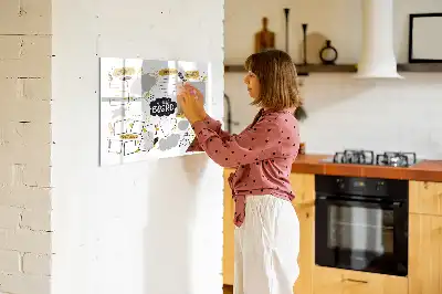 Magnetisch glazen schrijfbord voor notities en foto's uitvoering Nieuwjaarsdoelen