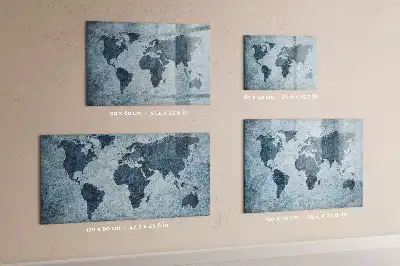 Magnetisch glazen schrijfbord met wereldkaart van geschilderde wereld