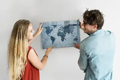 Magnetisch glazen schrijfbord met wereldkaart van geschilderde wereld