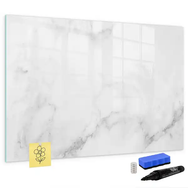 Beschrijfbaar glazen magneetbord met marmeren design
