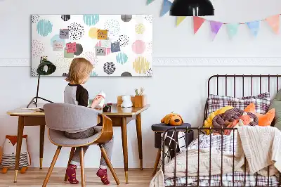 Magnetisch glazen schrijfbord voor notities en foto's met geometrisch patroon