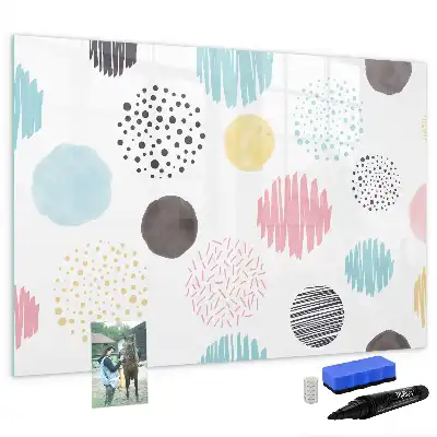 Magnetisch glazen schrijfbord voor notities en foto's met geometrisch patroon