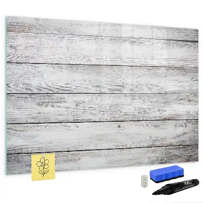Beschrijfbaar glazen magneetbord met design uitvoering met geverfde planken