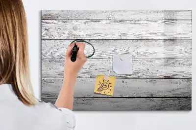 Beschrijfbaar glazen magneetbord met design uitvoering met geverfde planken