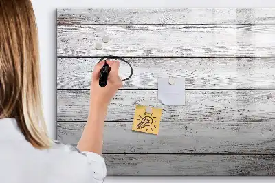 Beschrijfbaar glazen magneetbord met design uitvoering met geverfde planken