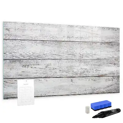 Beschrijfbaar glazen magneetbord met design uitvoering met geverfde planken