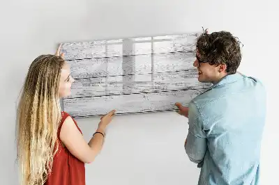 Beschrijfbaar glazen magneetbord met design uitvoering met geverfde planken