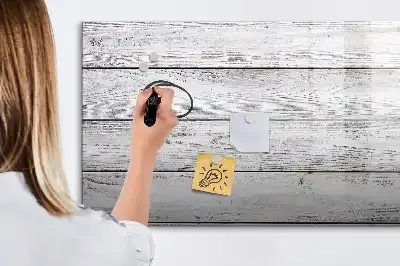 Beschrijfbaar glazen magneetbord met design uitvoering met geverfde planken