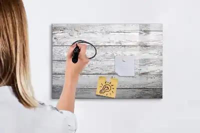 Beschrijfbaar glazen magneetbord met design uitvoering met geverfde planken