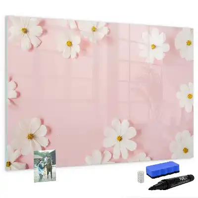 Beschrijfbaar glazen magneetbord met madeliefjes design