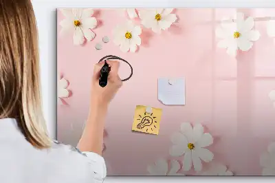 Beschrijfbaar glazen magneetbord met madeliefjes design