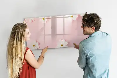 Beschrijfbaar glazen magneetbord met madeliefjes design