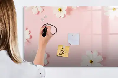 Beschrijfbaar glazen magneetbord met madeliefjes design