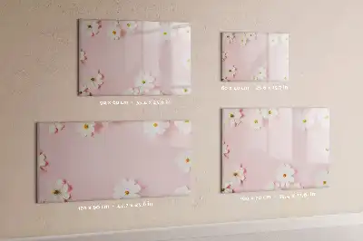 Beschrijfbaar glazen magneetbord met madeliefjes design