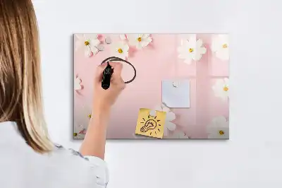 Beschrijfbaar glazen magneetbord met madeliefjes design