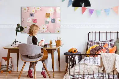 Beschrijfbaar glazen magneetbord met madeliefjes design