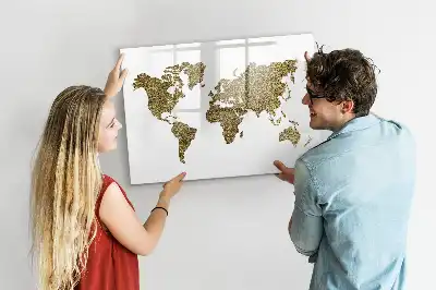 Magnetisch glazen schrijfbord met wereldkaart ontwerp voor notities en foto's