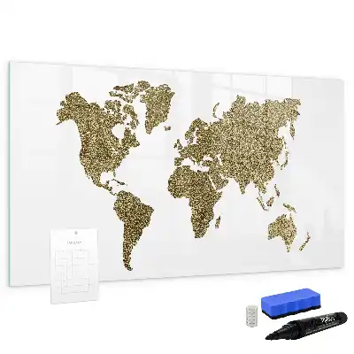 Magnetisch glazen schrijfbord met wereldkaart ontwerp voor notities en foto's