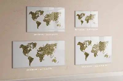 Magnetisch glazen schrijfbord met wereldkaart ontwerp voor notities en foto's