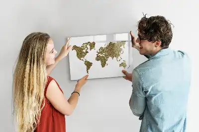 Magnetisch glazen schrijfbord met wereldkaart ontwerp voor notities en foto's