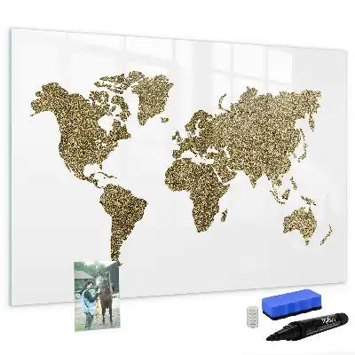 Magnetisch glazen schrijfbord met wereldkaart ontwerp voor notities en foto's