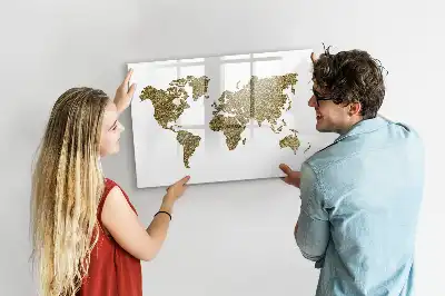 Magnetisch glazen schrijfbord met wereldkaart ontwerp voor notities en foto's