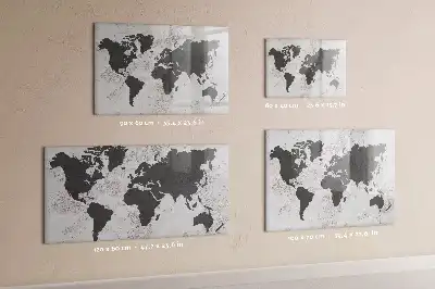 Beschrijfbaar glazen magneetbord met wereldkaart ontwerp in betonlook