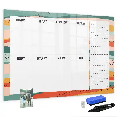 Magnetisch glazen weekplanner voor notities en foto's in retrostijl