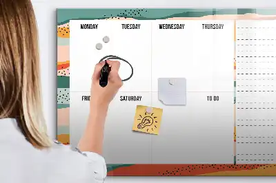 Magnetisch glazen weekplanner voor notities en foto's in retrostijl