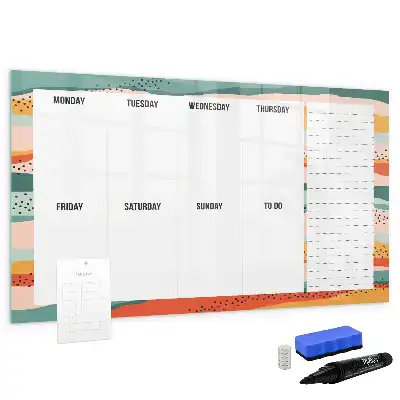 Magnetisch glazen weekplanner voor notities en foto's in retrostijl
