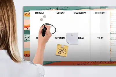 Magnetisch glazen weekplanner voor notities en foto's in retrostijl
