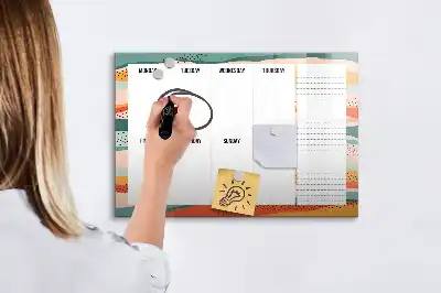 Magnetisch glazen weekplanner voor notities en foto's in retrostijl