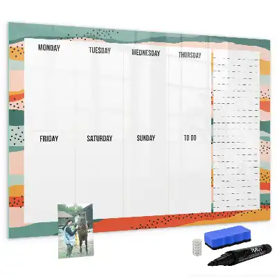 Magnetisch glazen weekplanner voor notities en foto's in retrostijl