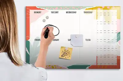 Beschrijfbare glazen weekplanner met modern design