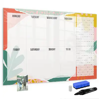 Beschrijfbare glazen weekplanner met modern design