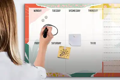 Beschrijfbare glazen weekplanner met modern design