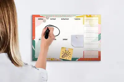 Beschrijfbare glazen weekplanner met modern design